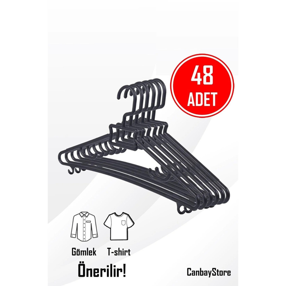 Canbay Store 48-Adet Siyah Plastik Elbise Askısı Ev & Dekorasyon Aksesuarları Fiyatı