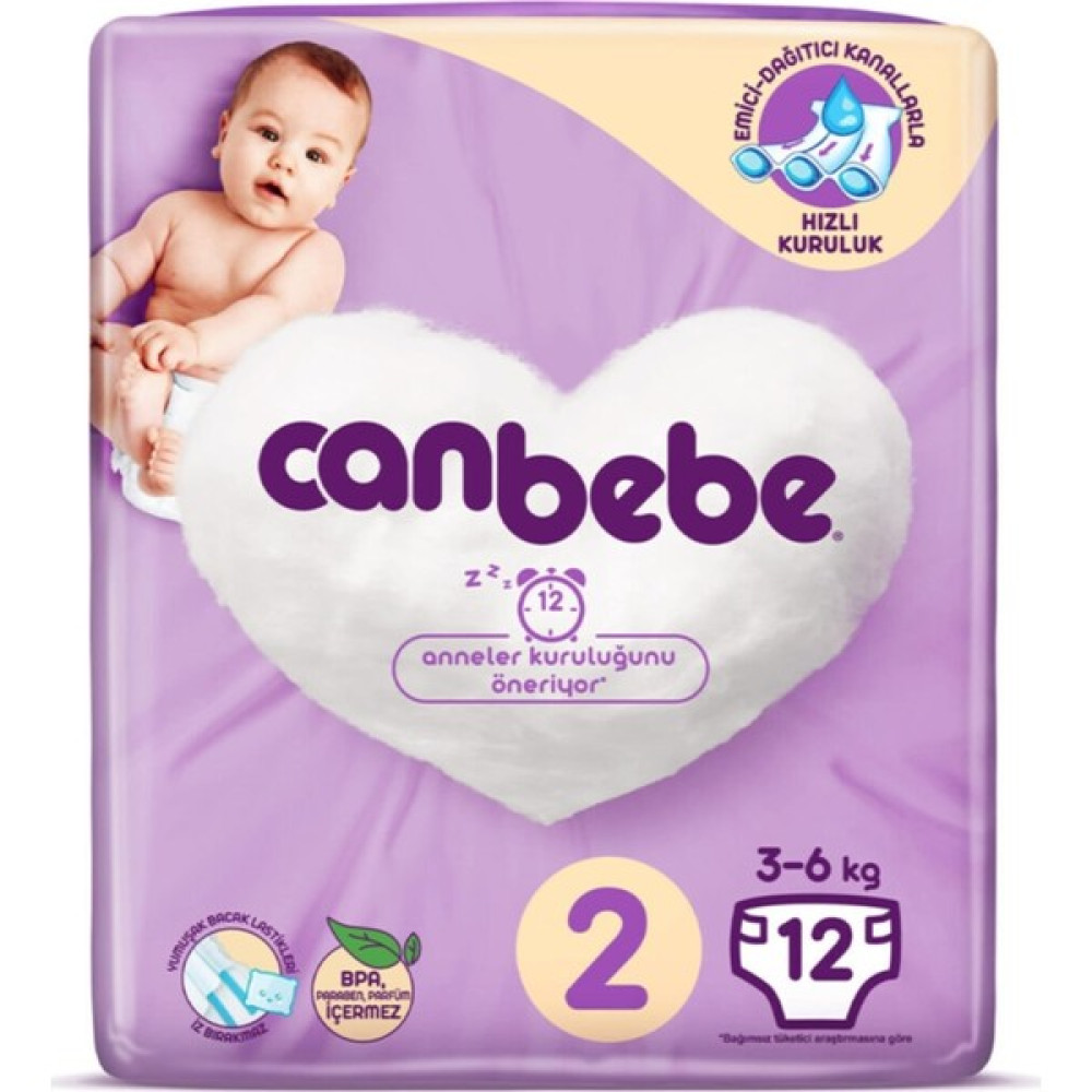 Canbebe 2 Numara Standart Mini Bebek Bezi 3-6 kg 12 Adet Bebek Bezi Fiyatı