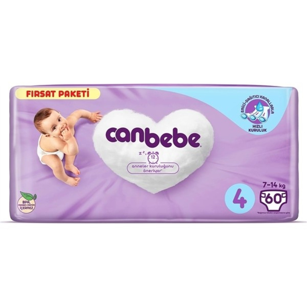Canbebe 4 Numara Bebek Bezi Maxi 7-14 kg Fırsat Paketi 60 Adet Bebek Bezi Fiyatı
