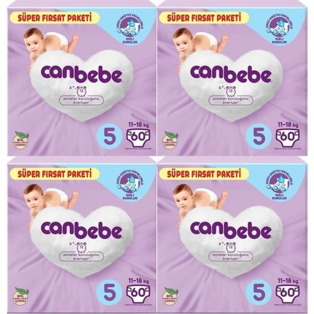 Canbebe 4'lü Bebek Bezi Süper Fırsat Paketi 5 Beden 240 Adet Bebek Bezi Fiyatı