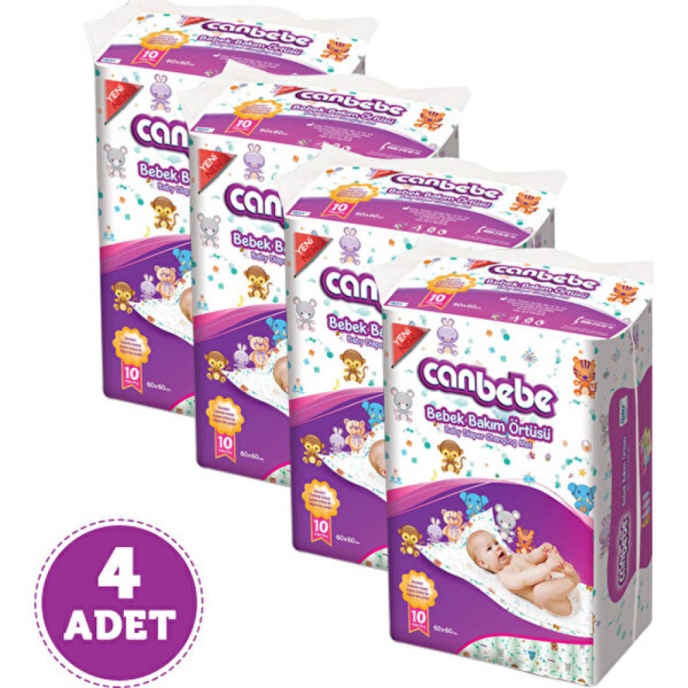 Canbebe Bebek Bakım Örtüsü 60 x 60 Cm - 4 Adet Bebek Bezi-Alt Açma Fiyatı