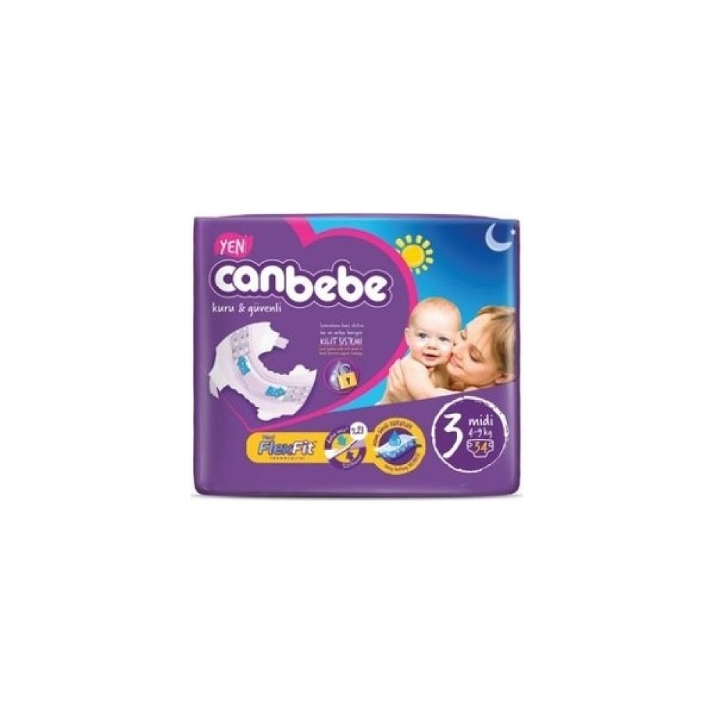 Canbebe Bebek Bezi 3 No (4-9 kg 34 'lü) Bebek Bezi Fiyatı