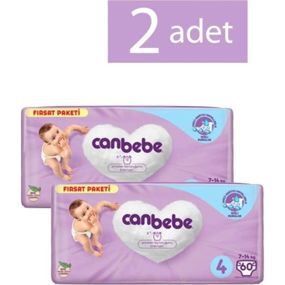 Canbebe Bebek Bezi 4 Maxi Beden 60 Adet 2 Paket Bebek Bezi Fiyatı