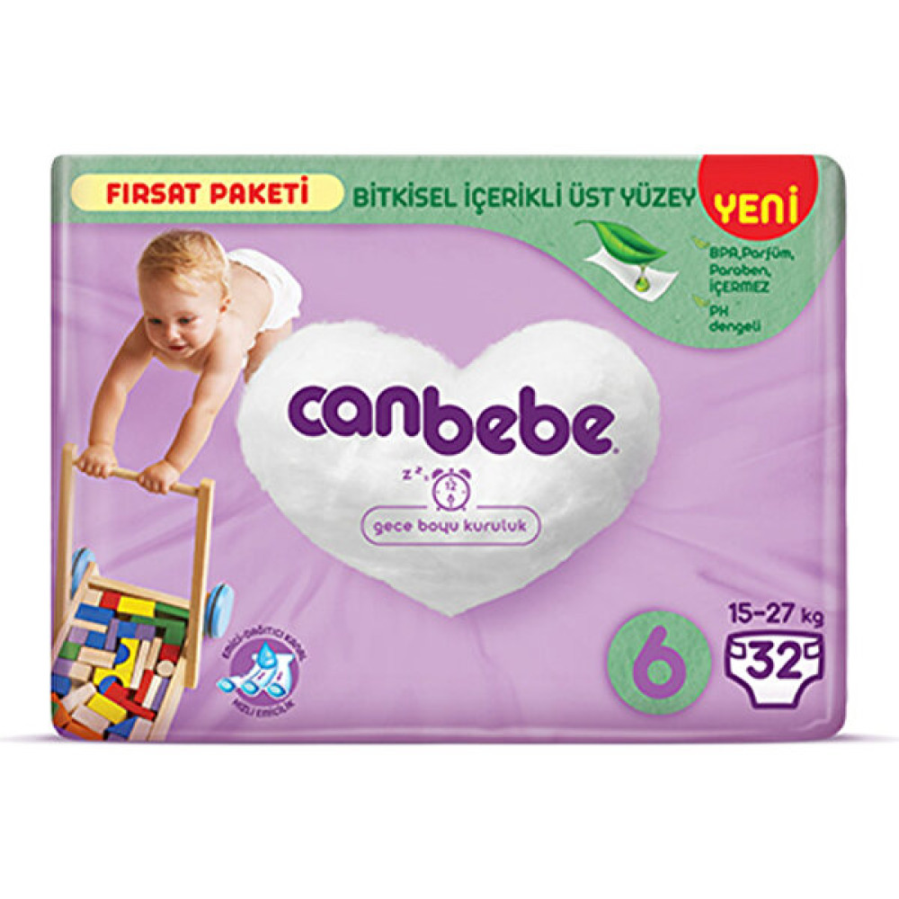 Canbebe Bebek Bezi Fırsat Paketi 6 Beden Xl (15-27 Kg) 32 Adet Bebek Bezi Fiyatı