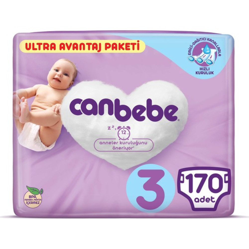 Canbebe Bebek Bezi Ultra Avantaj Paketi 3 Beden 170 Adet Bebek Bezi Fiyatı