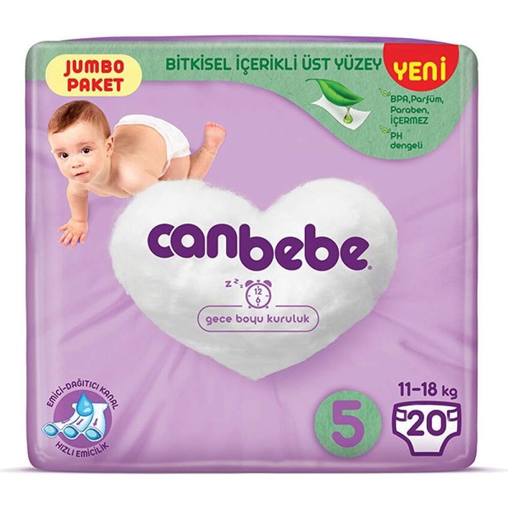 Canbebe Junior 5 Beden Jumbo Paket Bebek Bezi 20 Adet Bebek Bezi Fiyatı