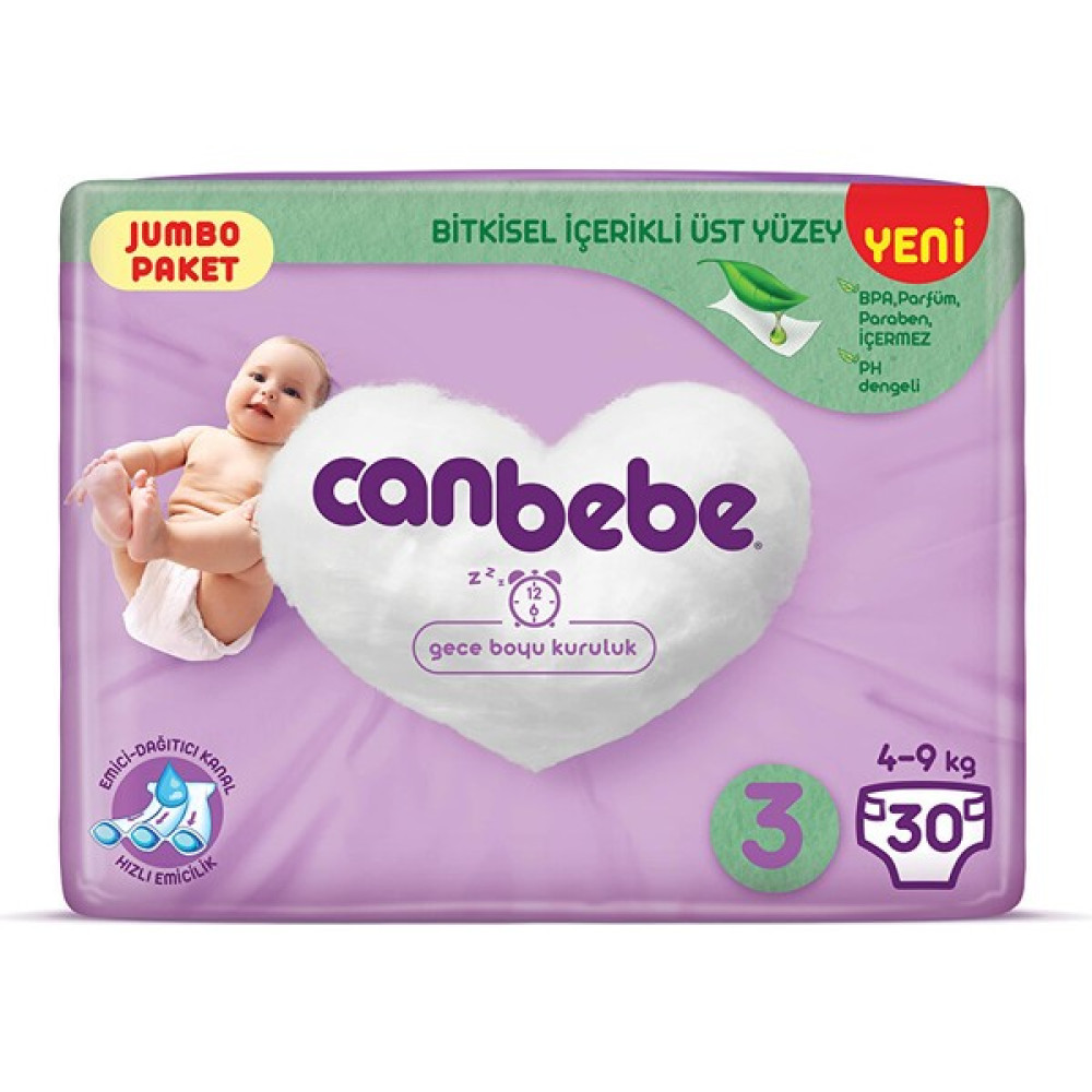 Canbebe Midi 3 Beden Jumbo Paket Bebek Bezi 30 Adet Bebek Bezi Fiyatı