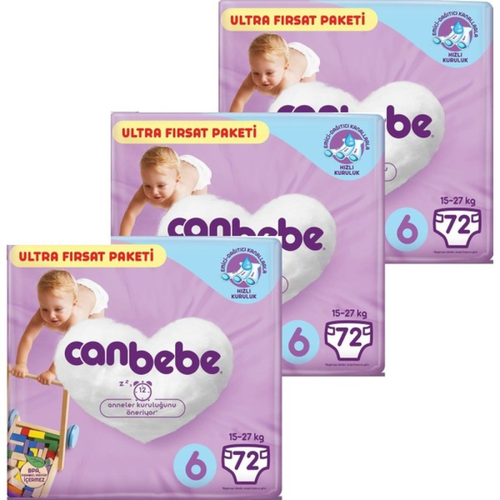 Canbebe Ultra Fırsat Paketi 6 Beden (72X3) 216 Adet Bebek Bezi Fiyatı