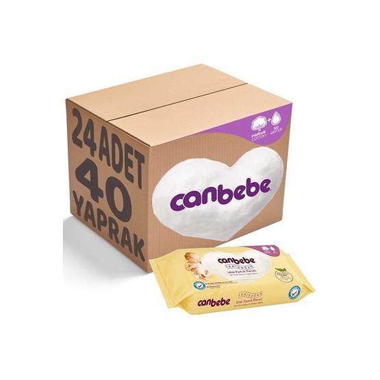 Canbebe Yeni Doğan Pamuksu 24'lü 960 Yaprak Islak Havlu Mendil Seti