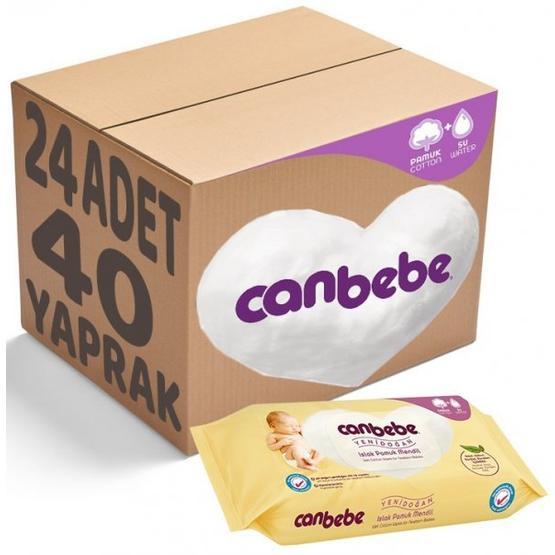 Canbebe Yeni Doğan Pamuksu 24'lü 960 Yaprak Islak Havlu Mendil Seti