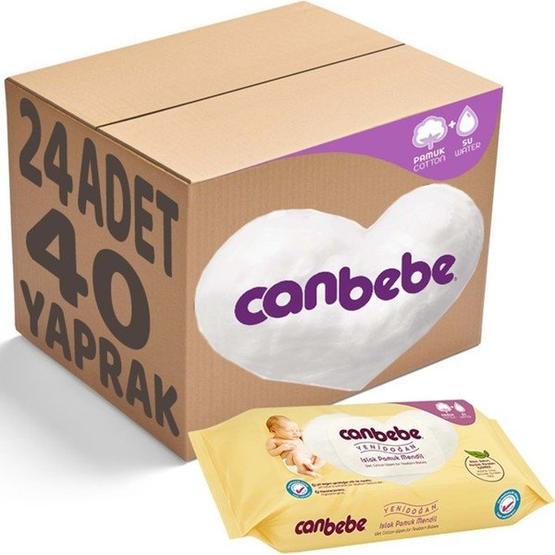 Canbebe Yeni Doğan Pamuksu 24'lü 960 Yaprak Islak Havlu Mendil Seti