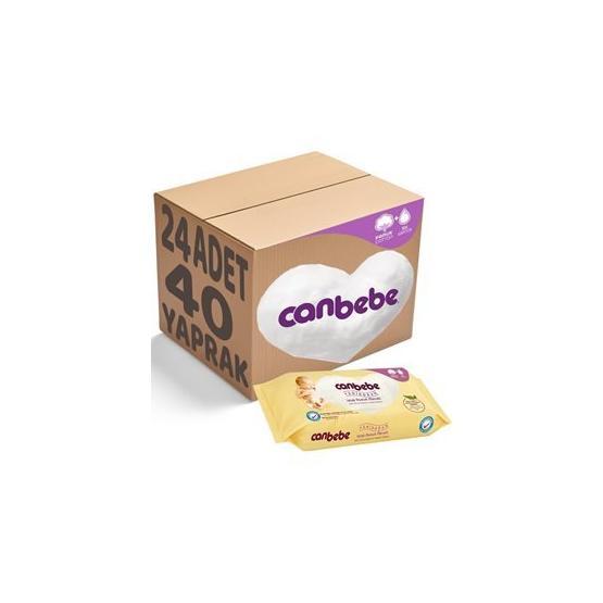 Canbebe Yeni Doğan Pamuksu 24'lü 960 Yaprak Islak Havlu Mendil Seti