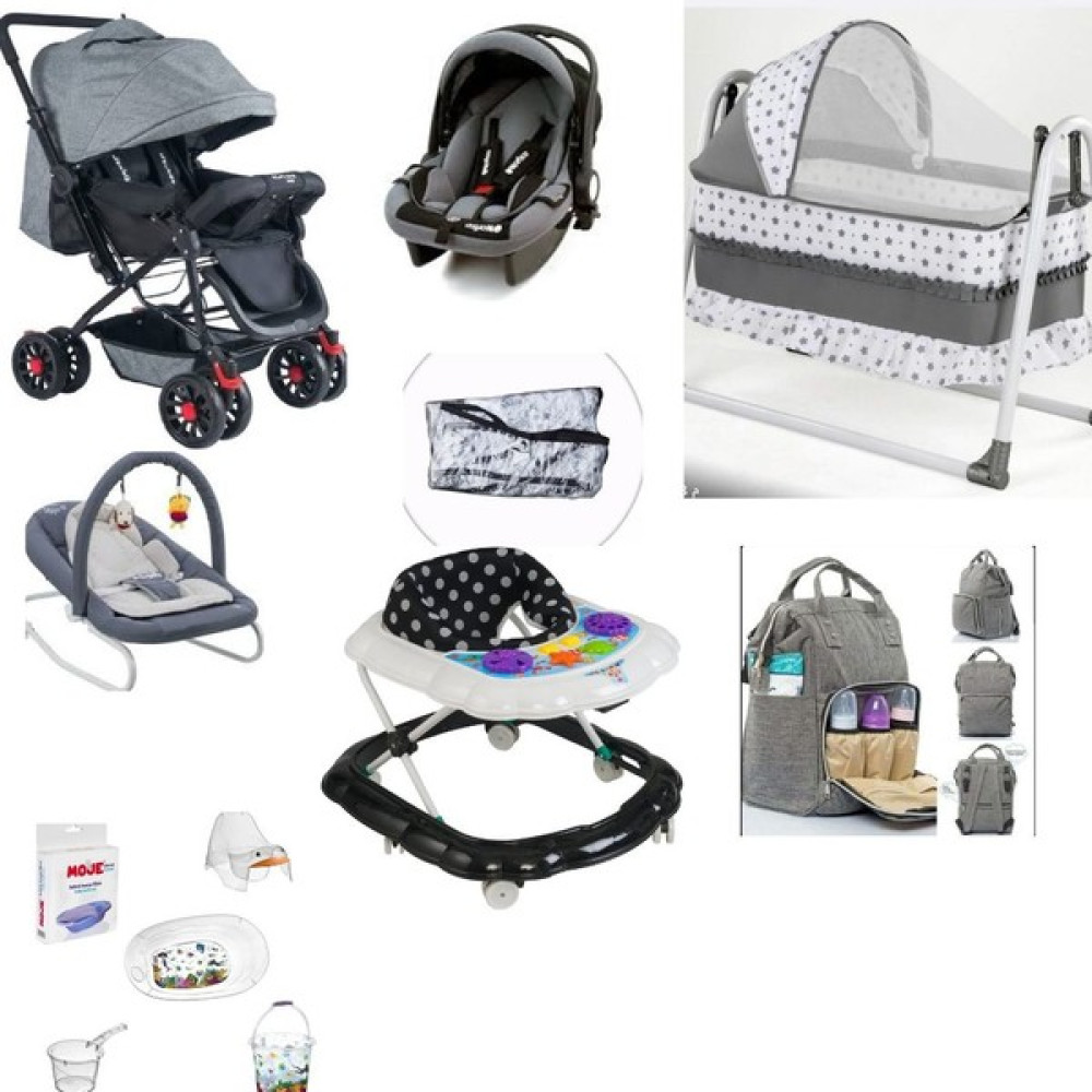 Cancanbebe Beşik Bebek Çeyiz Seti 12 Parça Çift Yön Bebek Arabası Anakucağı Yürüteç Küvet Takımı - 45x90 - Gri Beşik Fiyatı