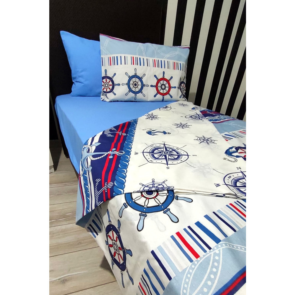 CANDAN ÇEYİZ Denizci Çapalı 4 Parça Lastikli Çarşaflı Tek Kişilik (100X200CM) Nevresim Takımı Nevresim Takımı Fiyatı