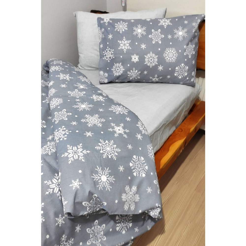 CANDAN ÇEYİZ Genç Kar Desenli Kış Gri 4 Parça Lastikli Çarşaflı Tek Kişilik (100X200 CM) Nevresim Takımı Nevresim Takımı Fiyatı