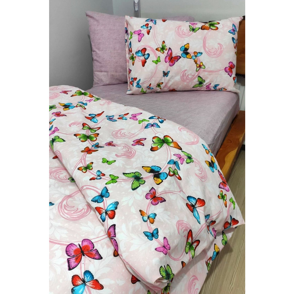 CANDAN ÇEYİZ Genç Kelebekli Pembe 4 Parça Lastikli Çarşaflı Tek Kişilik (100X200 CM) Nevresim Takımı Nevresim Takımı Fiyatı