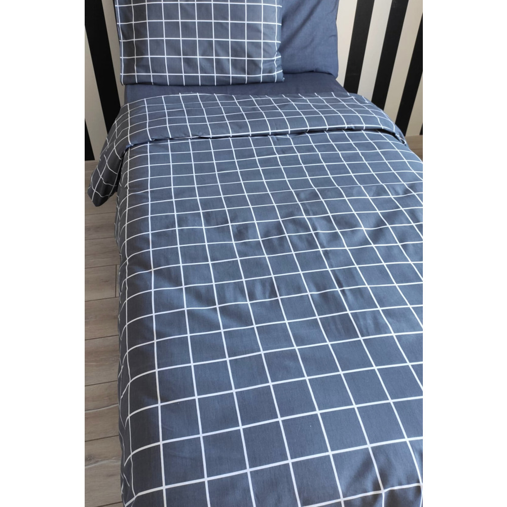 CANDAN ÇEYİZ Kareli Antrasit Genç 4 Parça Lastikli Çarşaflı Tek Kişilik (100X200 CM) Nevresim Takımı Nevresim Takımı Fiyatı