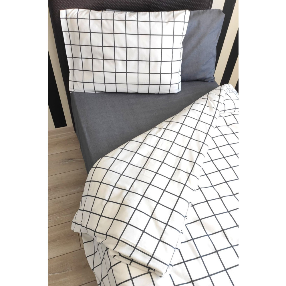 CANDAN ÇEYİZ Kareli Beyaz Genç 4 Parça Lastikli Çarşaflı Tek Kişilik (100X200 CM) Nevresim Takımı Nevresim Takımı Fiyatı