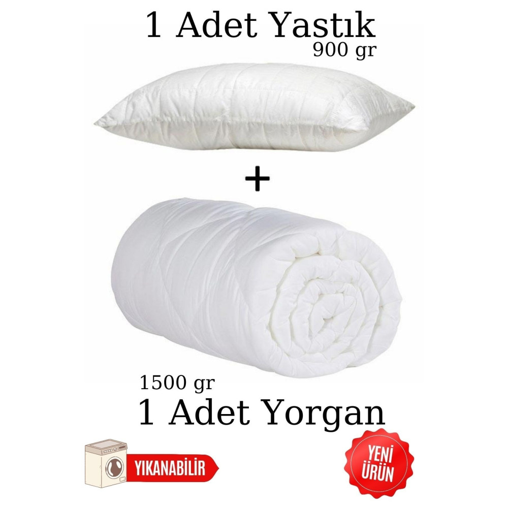 CANDAN ÇEYİZ Silikon Yastık 900 Gr Terletmez 50x70 Cm + Silikon Yorgan Tek Kişilik 155x215 Cm Yıkanabilir 1500 Gr Yorgan Fiyatı