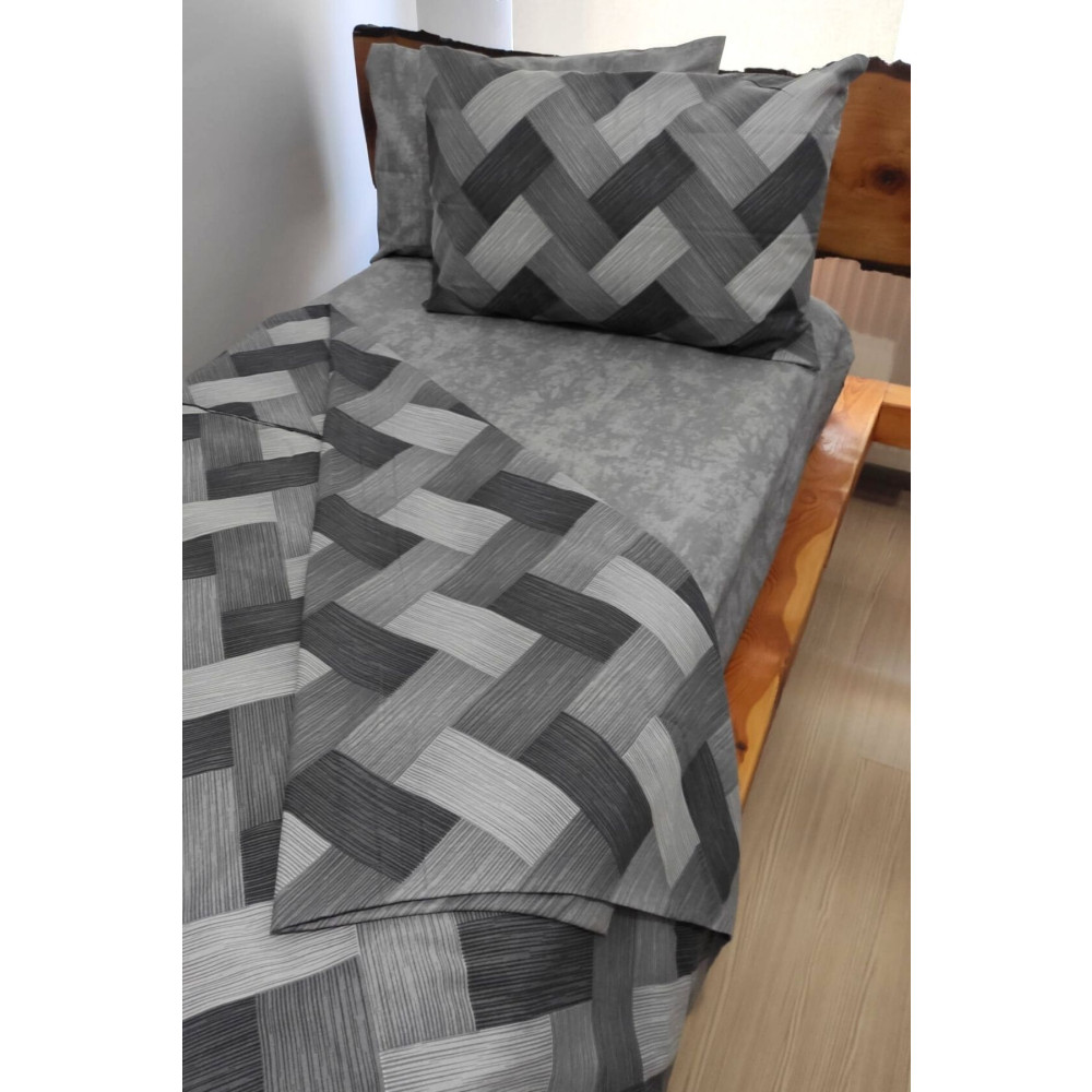 CANDAN ÇEYİZ Zikzak Gri 4 Parça Lastikli Çarşaflı Tek Kişilik (100X200 CM) Nevresim Takımı Nevresim Takımı Fiyatı