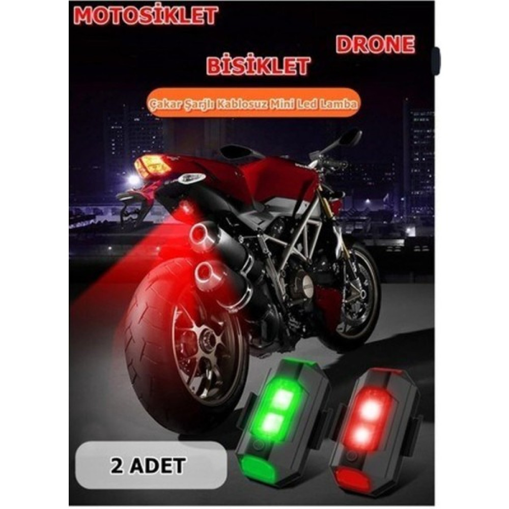 Canderel Motosiklet Drone Bisiklet Otomotiv Şarjlı Kablosuz Mini LED Lamba Çakarlı 7 Renk Flaşlı 2 Motorsiklet Lambaları Fiyatı