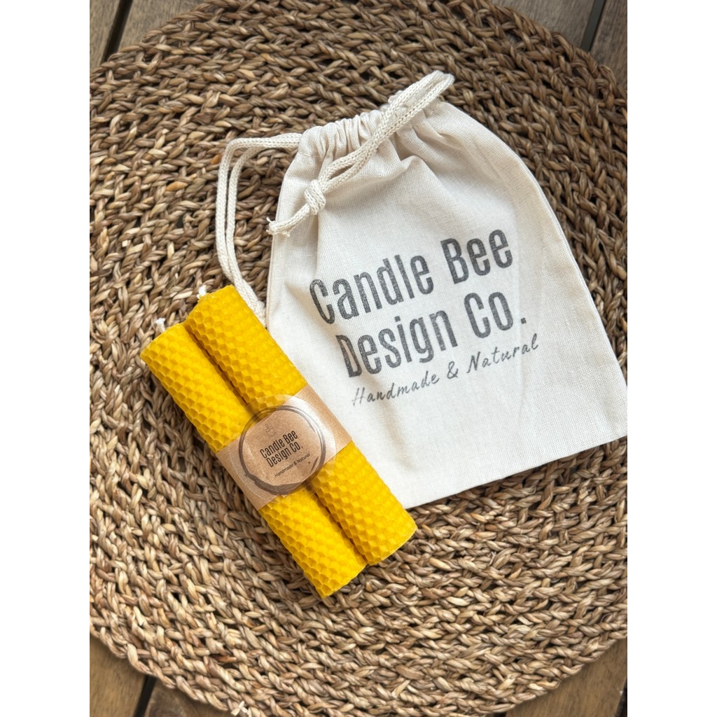 Candle Bee Design 2'li Orta Boy Şamdan Doğal Balmumu - Sarı Diğer Fiyatı