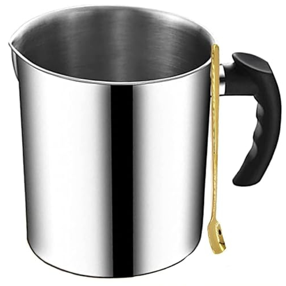 Candle Making Pouring Pot, 44oz 1.3L Wax Melting Pot and Spoon 304 Stainless Steel Candle Making Pitcher Heat-Resistant Handle Dripless Pouring Spout Design