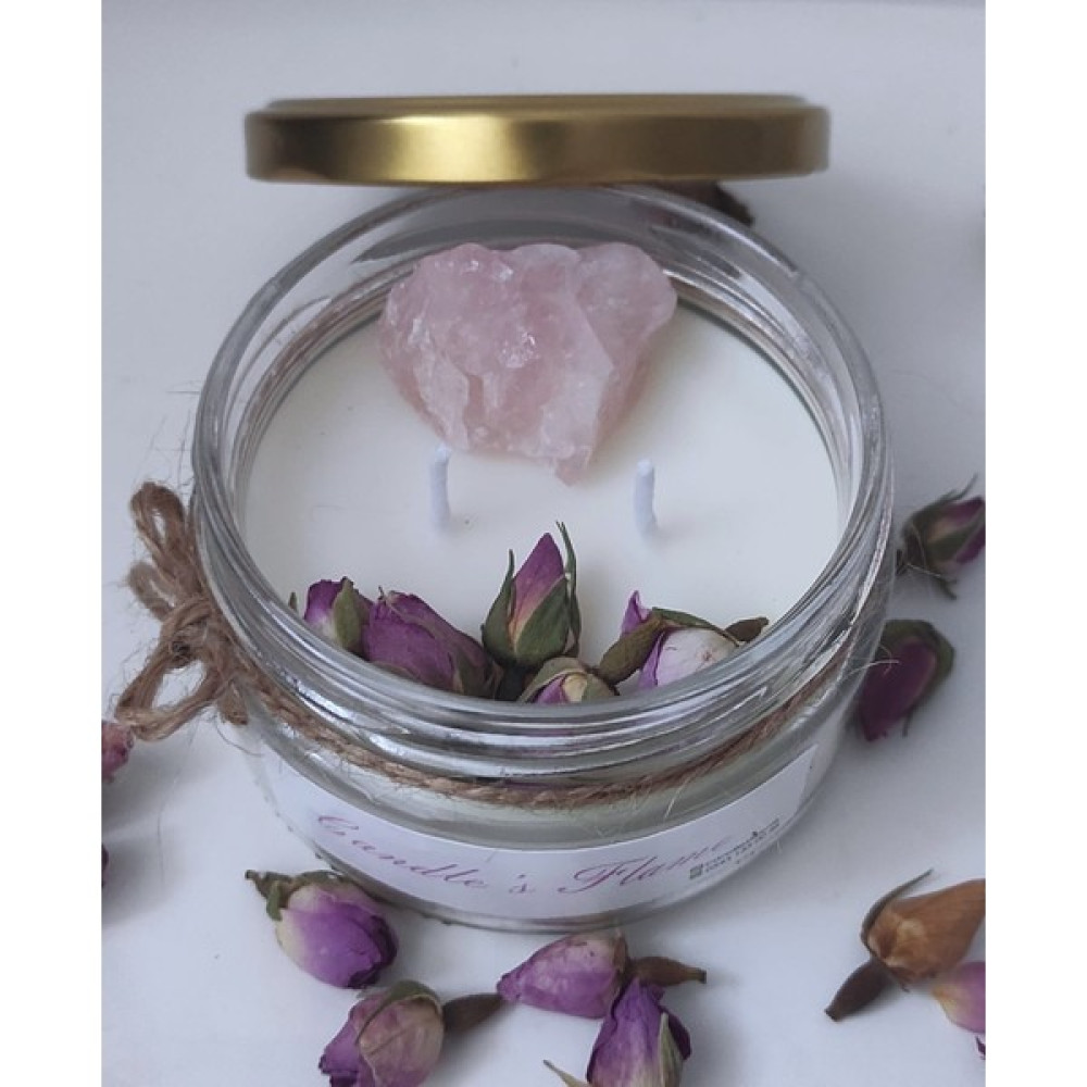 Candles Flame Aşk Sevgi Mumu Pembe Kuvars Taşlı Soya Mumu - 1 Adet Dekoratif Mum Fiyatı