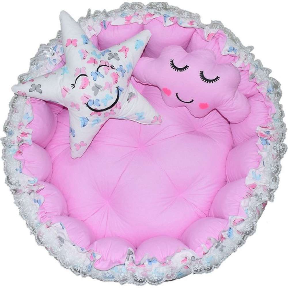 Candy Babynest Yaldızlı Kelebek Pembe Kombin Pikeli Set Oyun Minderi Ana Kucağı ve Oto Koltuğu Fiyatı