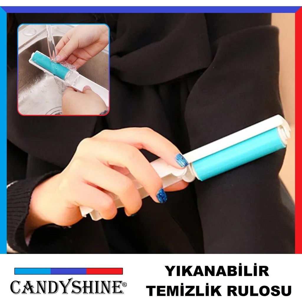 CandyShine Çanta Cep Boy Yıkanabilir Tüy Toz Kırıntı Toplayıcı Yapışkanlı Yıkanabilir Rulo Diğer Fiyatı