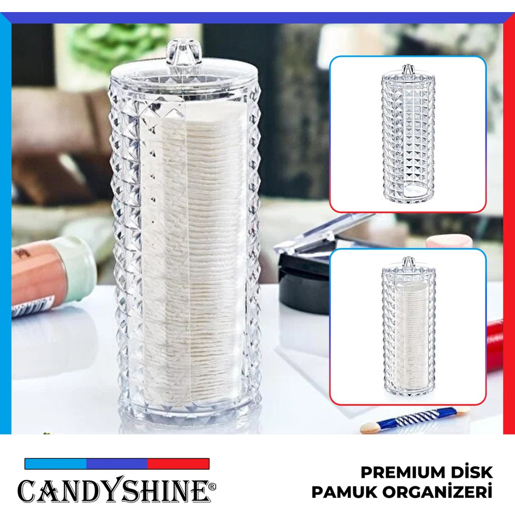 CandyShine Diamond Premium Disk Pamukluk Organizer Şık Makyaj Düzenleyici Modern Kullanım Alanı Diğer Fiyatı