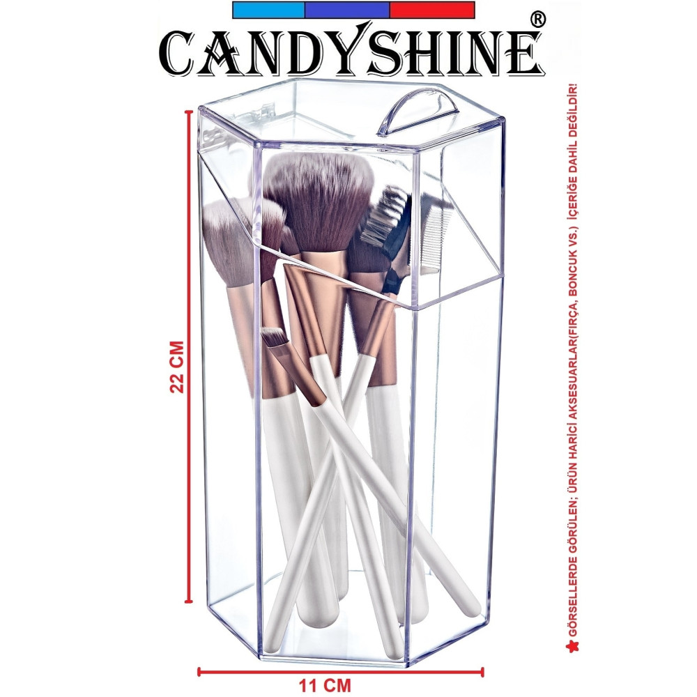 CandyShine Diamond Premium Kapaklı Mika Fırça Düzenleyici Makyaj Fırçası Organizer Takı Mücevher Kalem Kutusu Eşya Saklama / Düzenleme Fiyatı