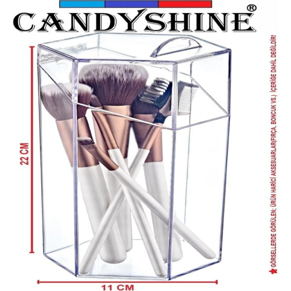 CandyShine Kapaklı Makyaj Fırça Düzenleme Kutusu Kristal Makyaj Fırçası Organizer Makyaj Fırça ve Aksesuarları Fiyatı