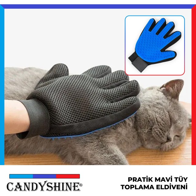 CandyShine Kedi Köpek Tüy Toplayıcı Masaj Yapıcı Tarama Eldiveni Evcil Hayvan Tüy Toplama Tarak Eldiven Mavi Diğer Fiyatı