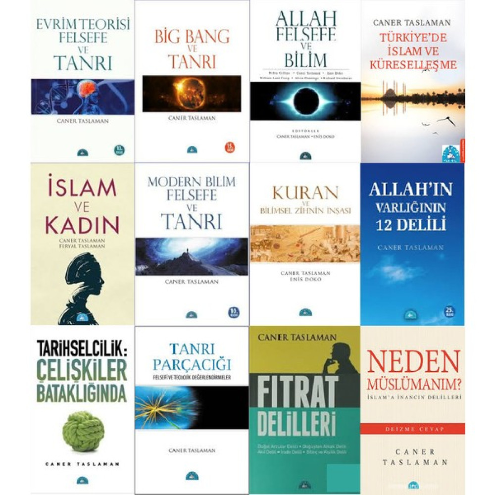 Caner Taslaman 12 Kitap Set (Evrim Teorisi, Big Bang, Türkiye'de Islam ve Küreselleşme, Islam ve Kadın, Modern Bilim Felsefe ve Tanrı, Allah'ın Var... Felsefe Kitapları Fiyatı