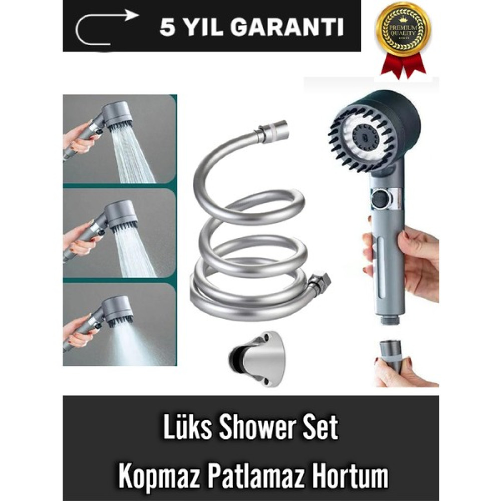 Canero 3 Fonksiyonlu Start Stop Tuşlu Filtreli Basınçlı Masaj Etkili Duş Başlığı Krom Hortum ve Mafsal Set Oto Boyaları Fiyatı