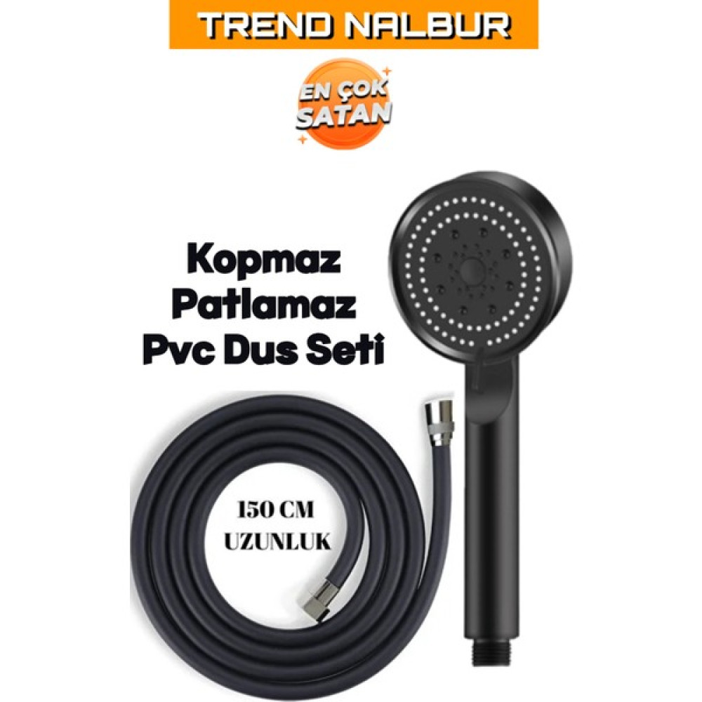 Canero 5 Fonksiyonlu Mafsallı Mat Siyah Duş Başlığı Seti, Mat Siyah Duş Başlığı - Pvc Hortum Duş Seti Duş Seti Fiyatı
