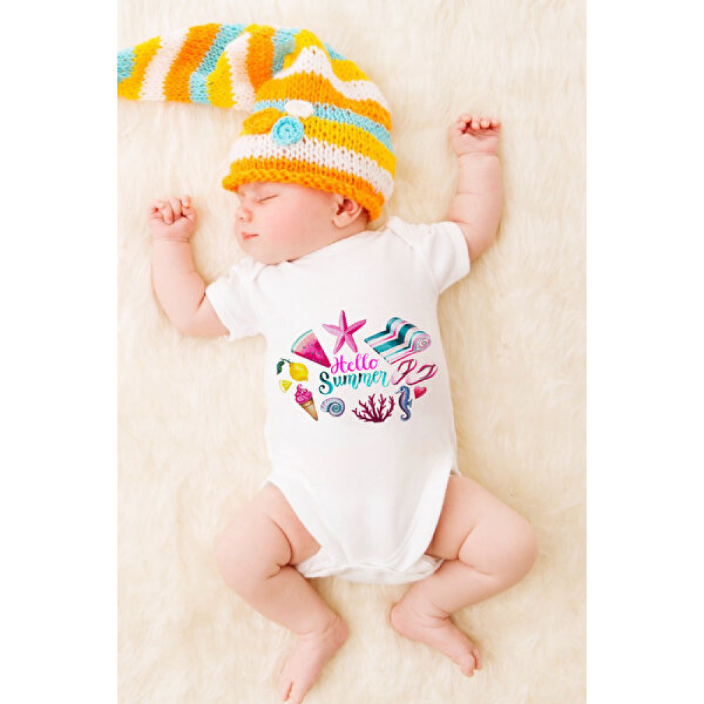 Canestar Özel Tasarım Bebek Zıbın - Çıtçıtlı Body-Zıbın Hello Summer Bebek Zıbın Seti Fiyatı