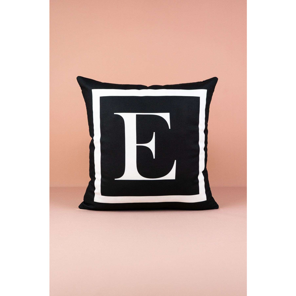 Cango Home Harfli Kırlent Yastık Kılıfı E Harfi - 43x43 Cm 43 x 43 Beden Yatak Odası Tekstili Fiyatı