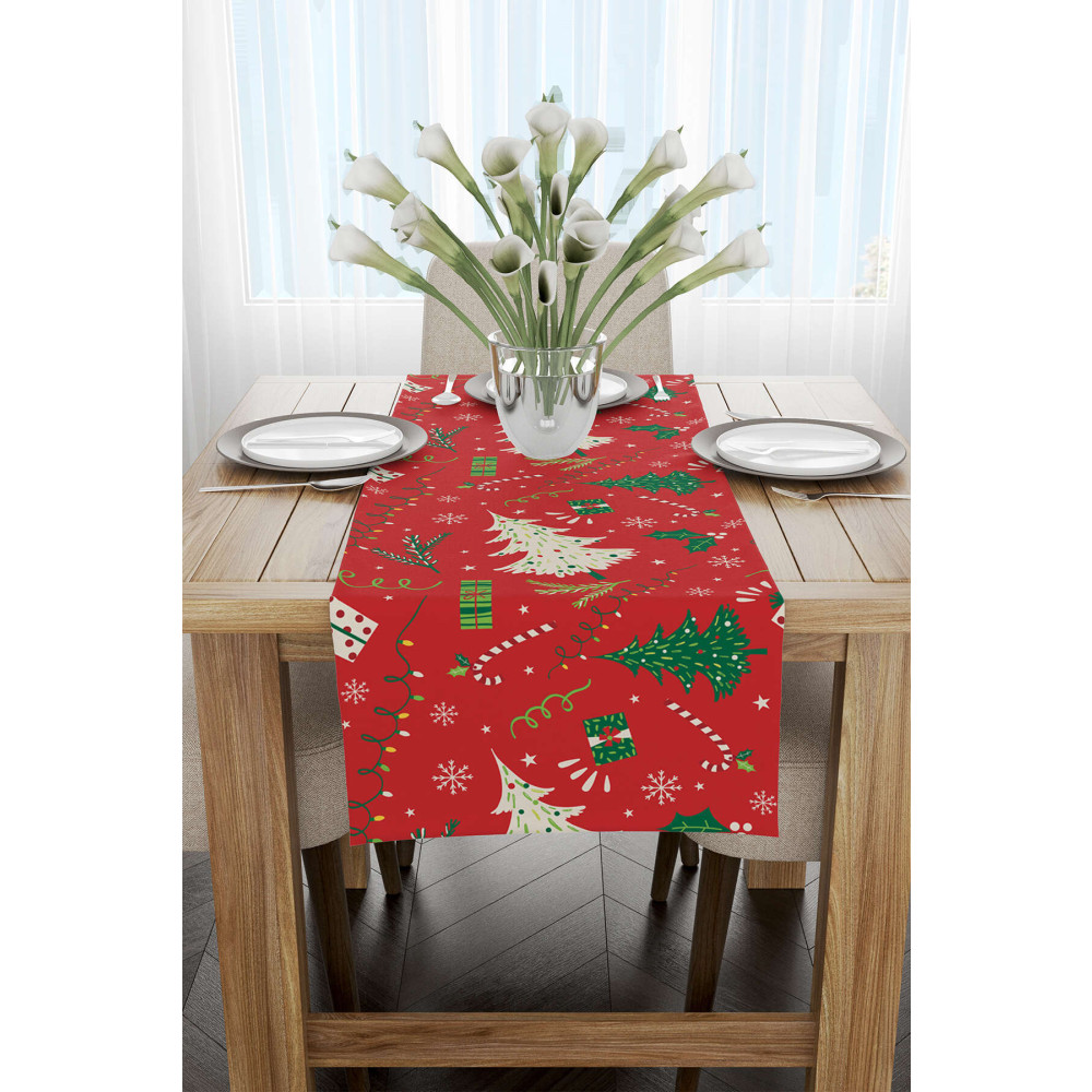 Cango Home Kırmızı Yeşil Yılbaşı Temalı Dijital Baskılı Runner Cgh297-rn Runner Fiyatı