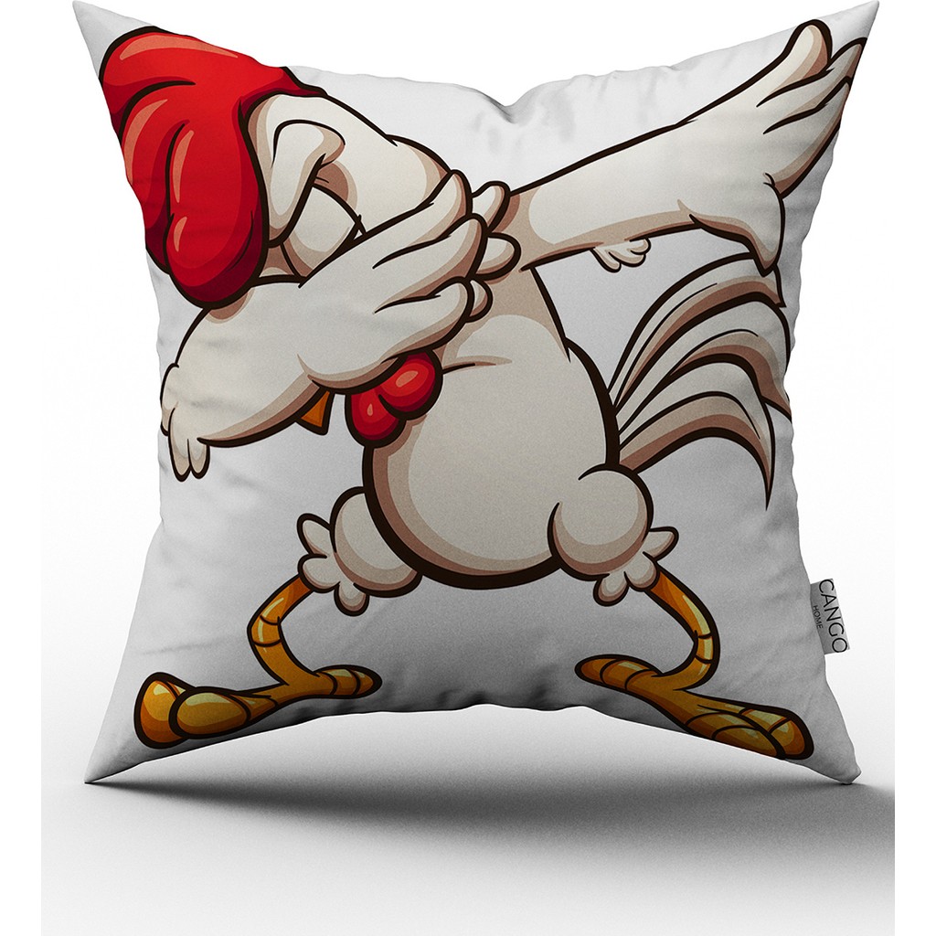 Cango Home Komik Tavuk Çocuk Yastık Kırlent Kılıfı - 43 x 43 cm - Renkli Yastık Kılıfı Fiyatı