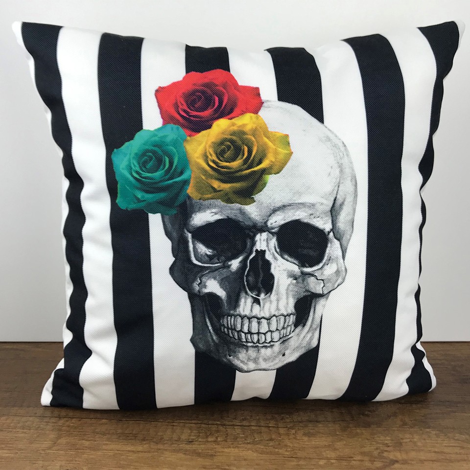 Cango Home Kuru Kafa Siyah Beyaz Çizgili Yastık Kırlent Kılıfı - Çift Tarafı Baskılı - 43 x 43 cm - Renkli Yastık Kılıfı Fiyatı