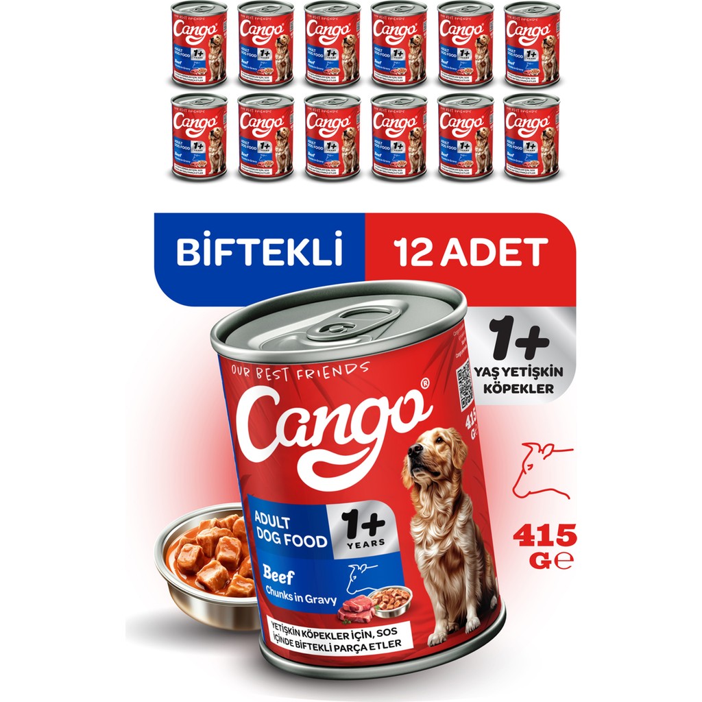 Cango Yaş Yetişkin Köpek Maması Etli 415GR 12LI Evcil Hayvan Ürünleri Fiyatı