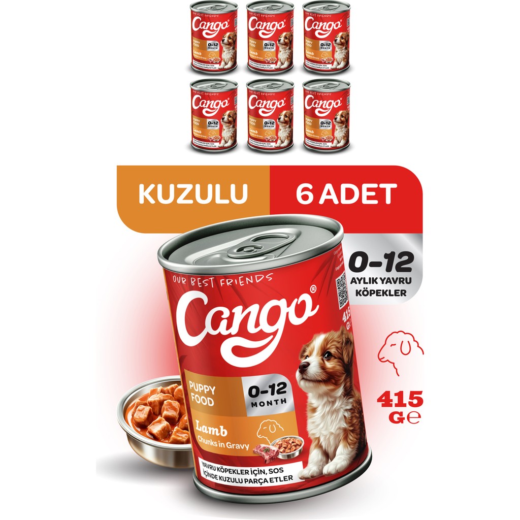 Cango Yavru Yaş Köpek Maması Kuzu Etli 415GR 6lı Evcil Hayvan Ürünleri Fiyatı