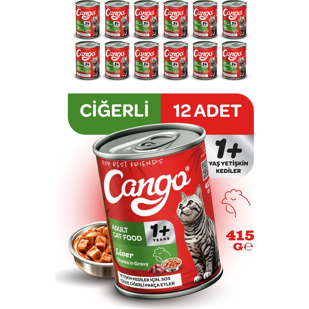 Cango Yetişkin Yaş Kedi Maması Ciğerli 415GR 12LI Evcil Hayvan Ürünleri Fiyatı