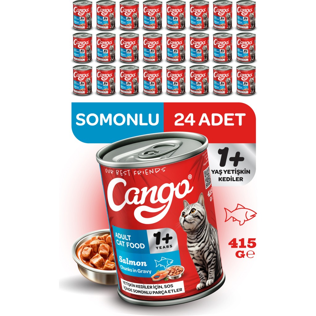 Cango Yetişkin Yaş Kedi Maması Somonlu 415GR 24LÜ Evcil Hayvan Ürünleri Fiyatı