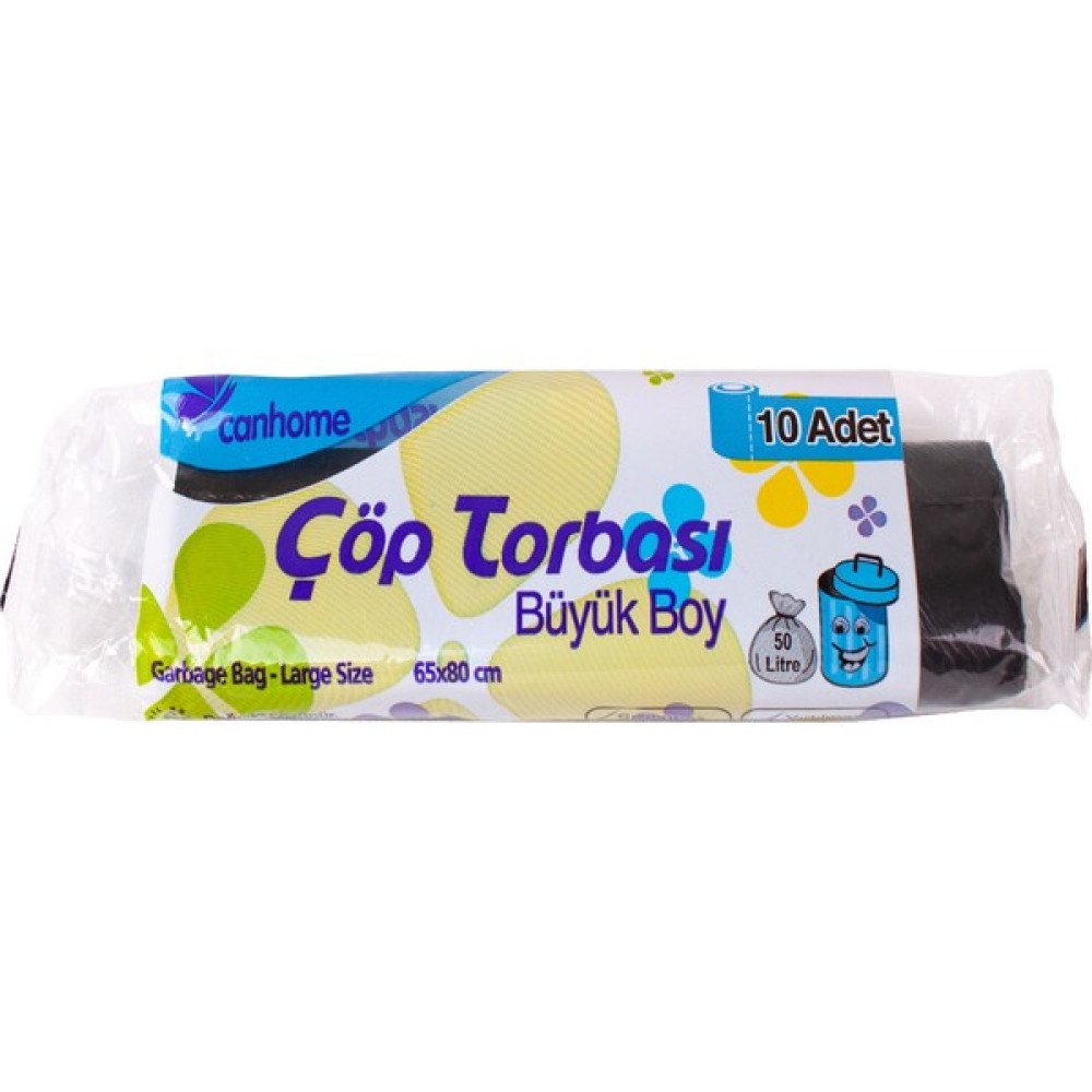 Canhome Büyük Çöp Torbası Siyah 65 x 80 cm 10'lu Çöp Poşetleri Fiyatı