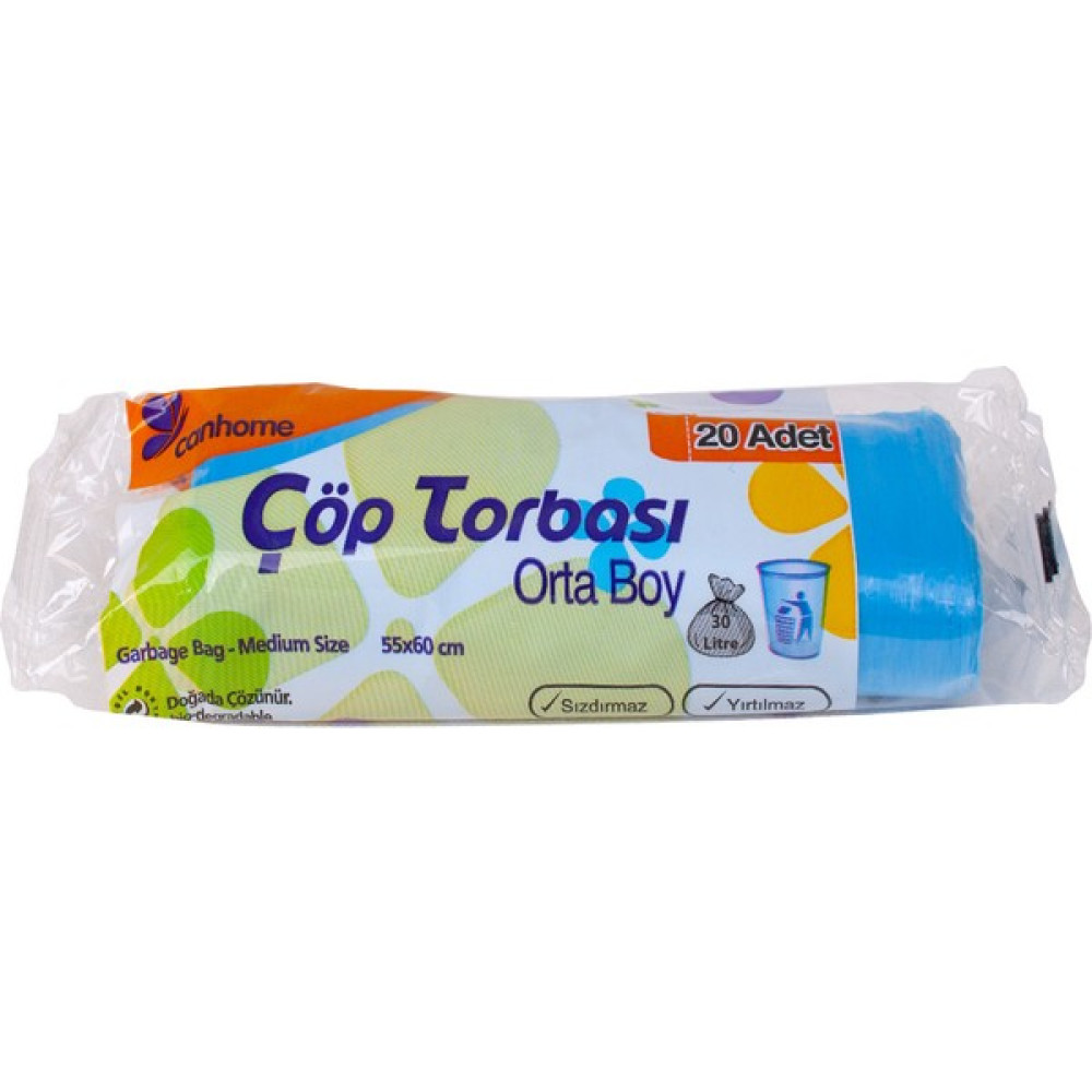 Canhome Orta Çöp Torbası Mavi 55 x 60 cm 20 'li Çöp Poşetleri Fiyatı