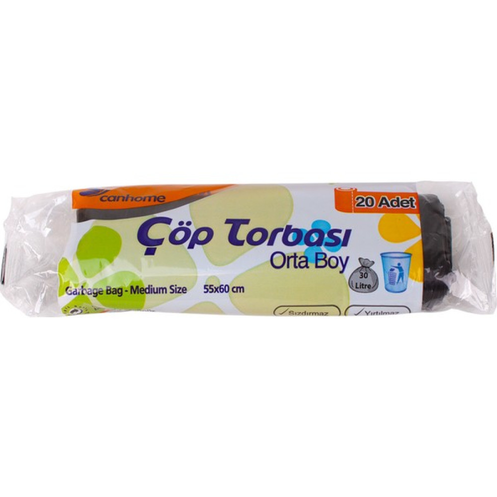 Canhome Orta Çöp Torbası Siyah 55 x 60 cm 20'li Çöp Poşetleri Fiyatı