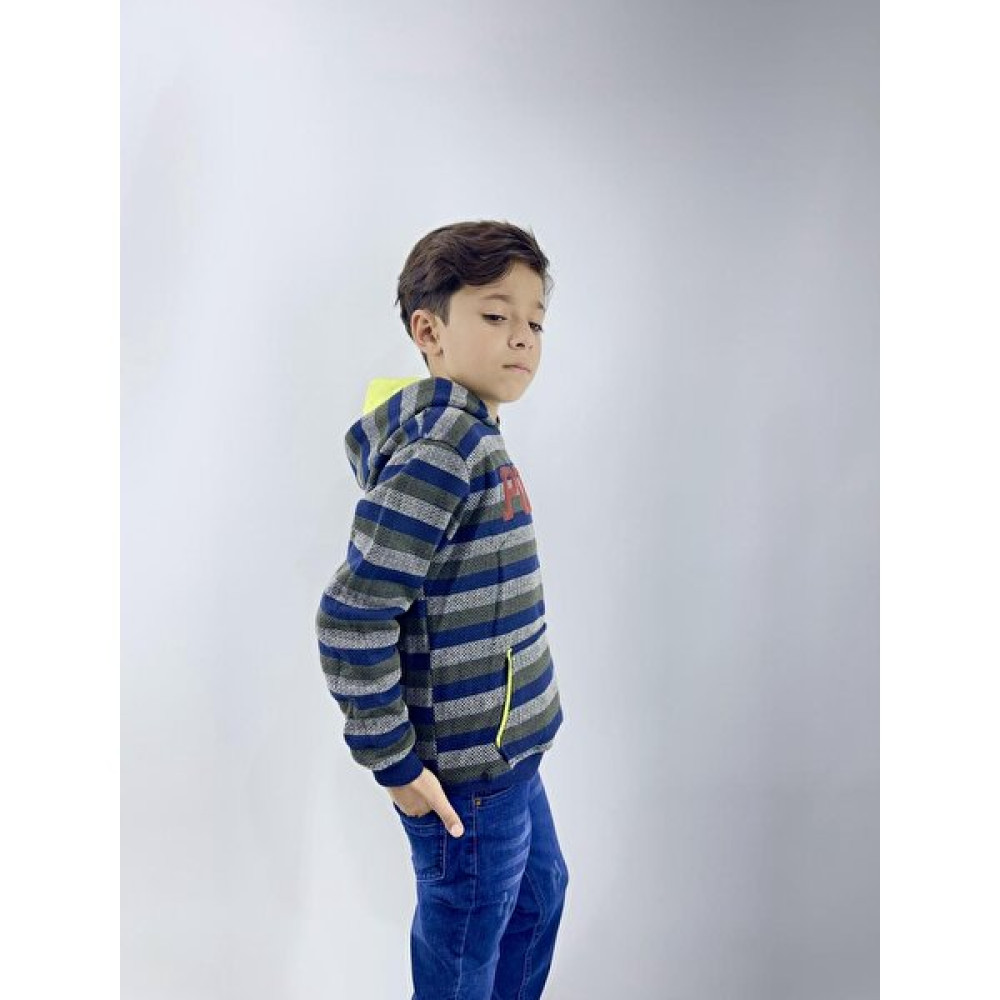 Canix Kids Erkek Çocuk Kapüşonlu Çizgili Kanguru Cepli Sweatshirt Erkek Çocuk Sweatshirt Fiyatı